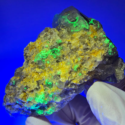 Skelett Rauchquarz, Hyalit Opal, Schörl Turmalin, Orthoklas Erongo, Namibia 67*63*45mm #13383