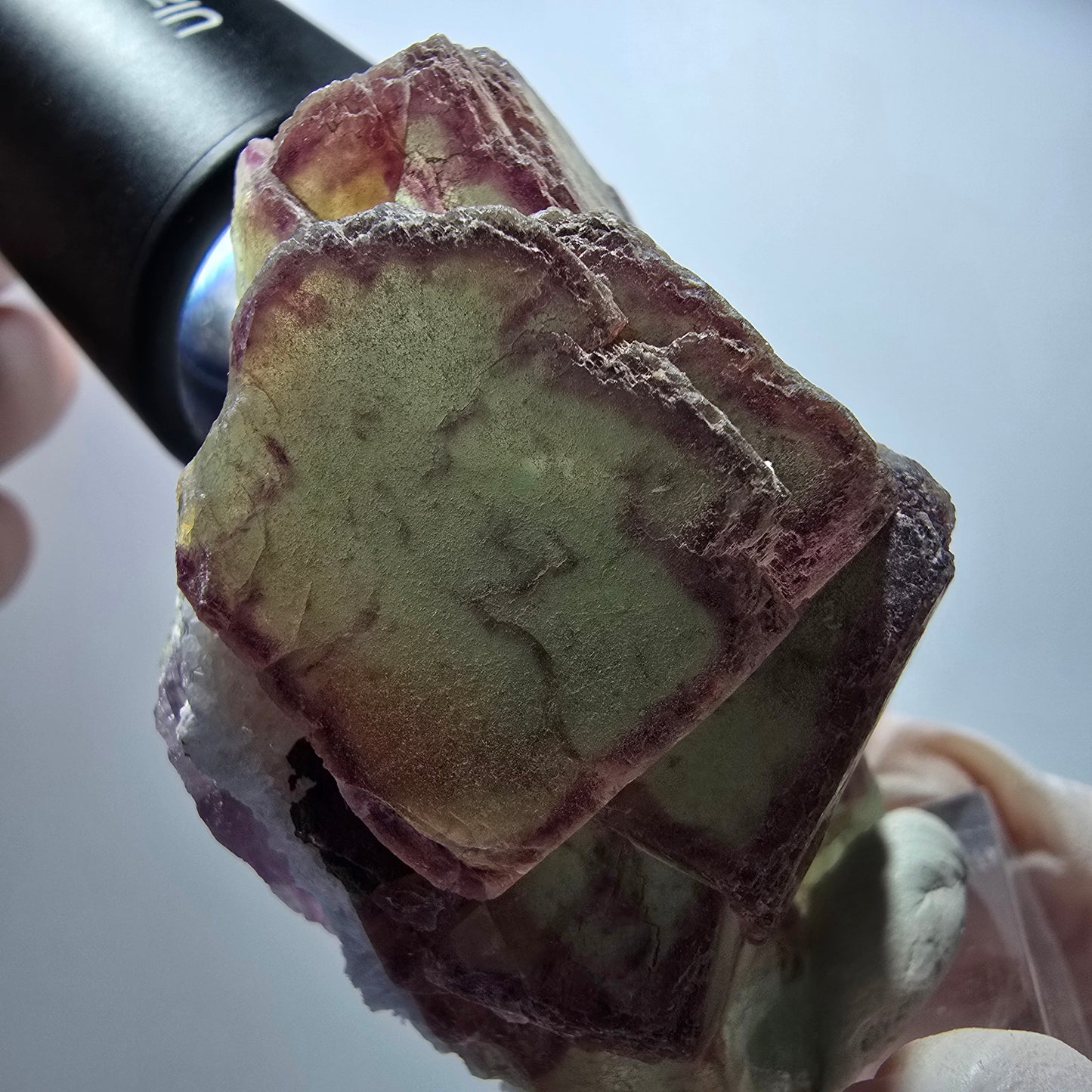 Seltene Phantom Fluorit Würfel Stufe, grün lila zonal Omehane Namibia 58*48*38mm #13384