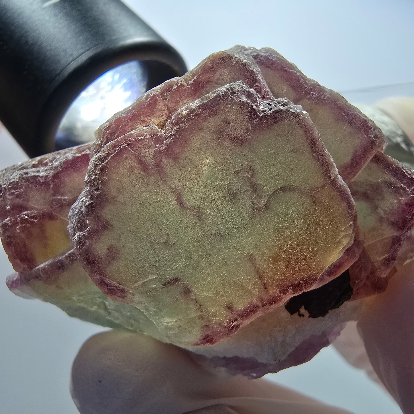 Seltene Phantom Fluorit Würfel Stufe, grün lila zonal Omehane Namibia 58*48*38mm #13384