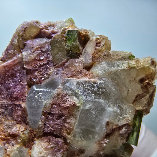 Seltene Turmalin, Verdelith, Elbait auf Quarz Stufe Karibib, Erongo, Namibia 71*51*39mm #13385