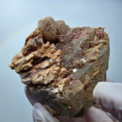 Seltene Turmalin, Verdelith, Elbait auf Quarz Stufe Karibib, Erongo, Namibia 65*59*44mm #13386