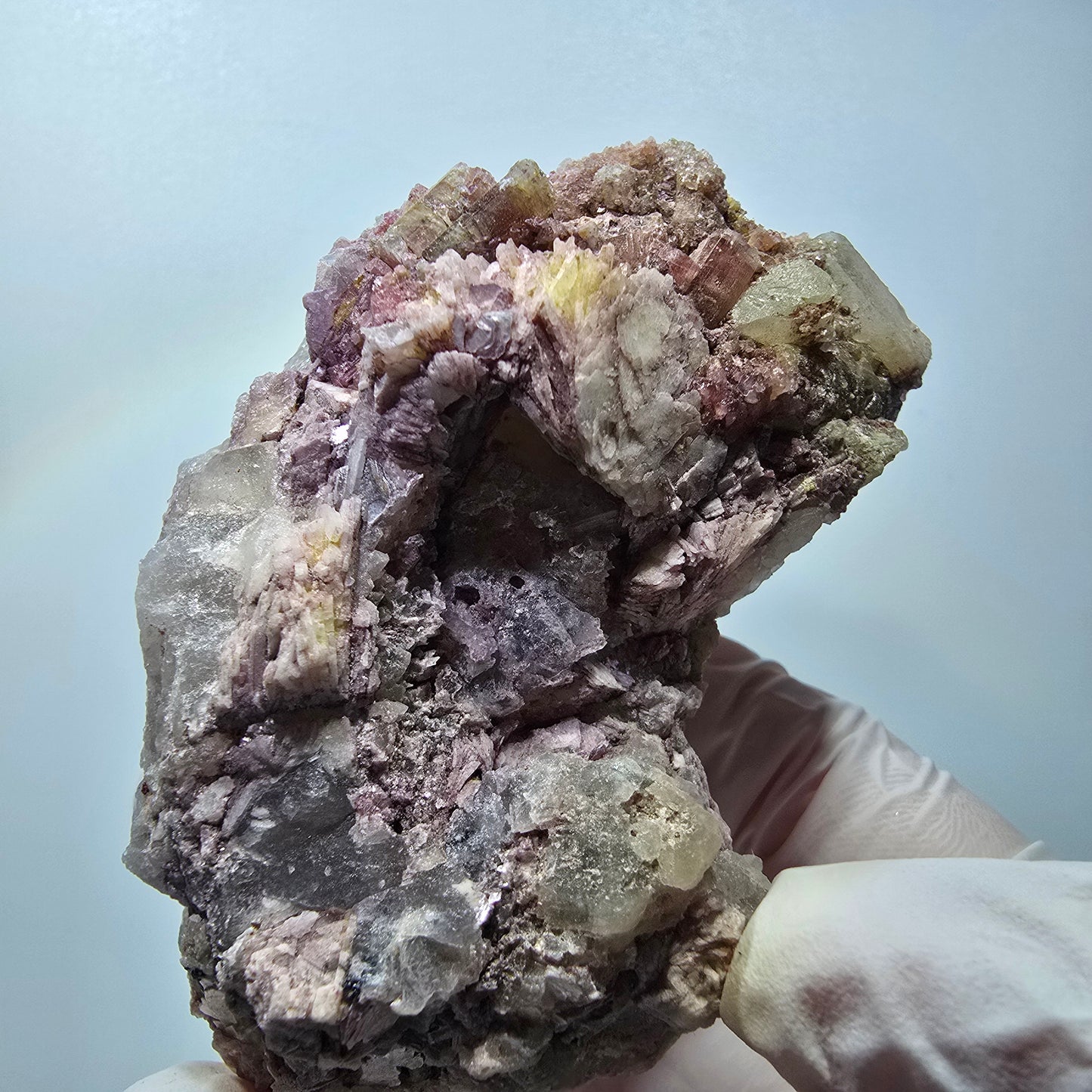 Seltene Turmalin, Elbait auf Quarz Stufe Karibib, Erongo, Namibia 78*53*47mm #13389