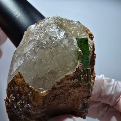 Seltene Turmalin, Verdelith auf Quarz Stufe Karibib, Erongo, Namibia 72*51*38mm #13393