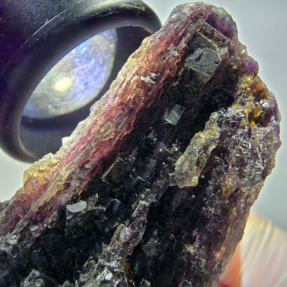 Seltene Phantom Fluorit Formation, Hyalit Opal, Muskovit Erongo, Namibia 52*31*28mm #13394