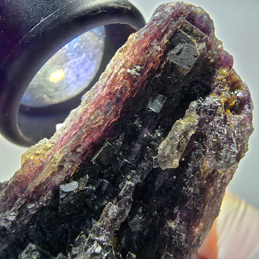 Seltene Phantom Fluorit Formation, Hyalit Opal, Muskovit Erongo, Namibia 52*31*28mm #13394