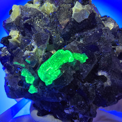 Bunte Phantom Fluorit, Schörl Turmalin, Hyalit Opal, Muskovit Erongo Namibia 53*43*39mm #13395