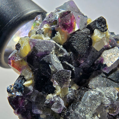 Bunte Phantom Fluorit, Schörl Turmalin, Hyalit Opal, Muskovit Erongo Namibia 53*43*39mm #13395