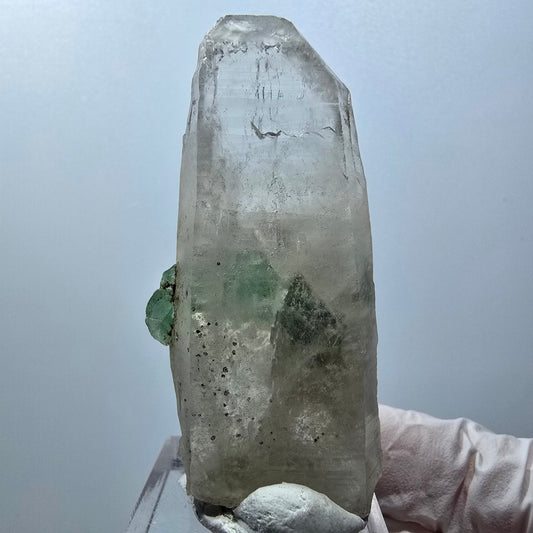 Phantom Fluorit, Hyalit Opal auf Skelett Rauchquarz Erongo, Namibia 61*29*19mm #13398