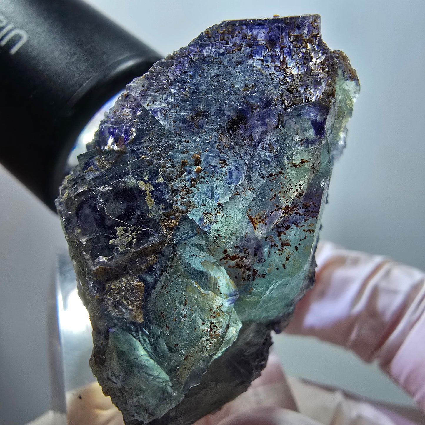 Seltene Phantom Fluorit Formation, grün lila blau Erongo, Namibia 47*37*26mm #13405
