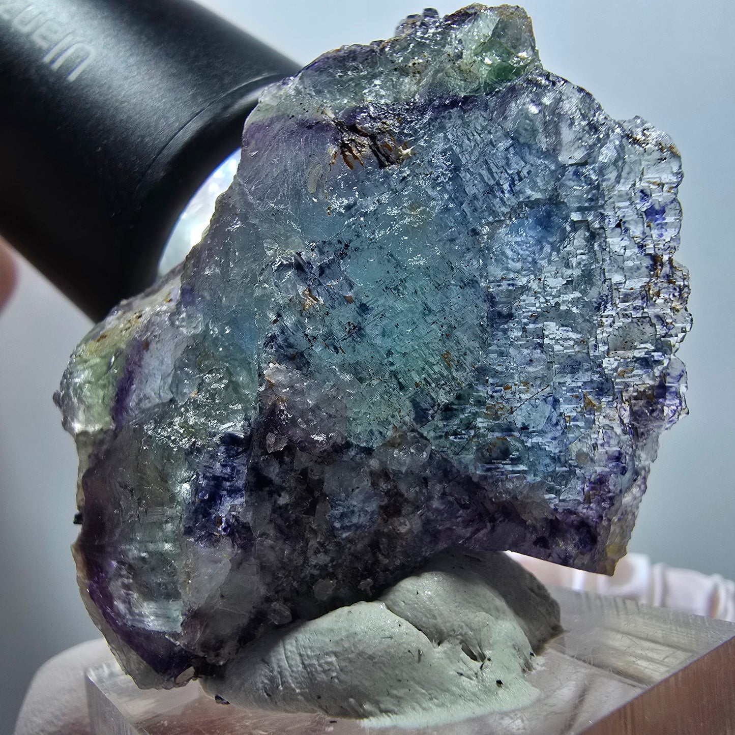 Seltene Phantom Fluorit Formation, grün lila blau Erongo, Namibia 47*37*26mm #13405