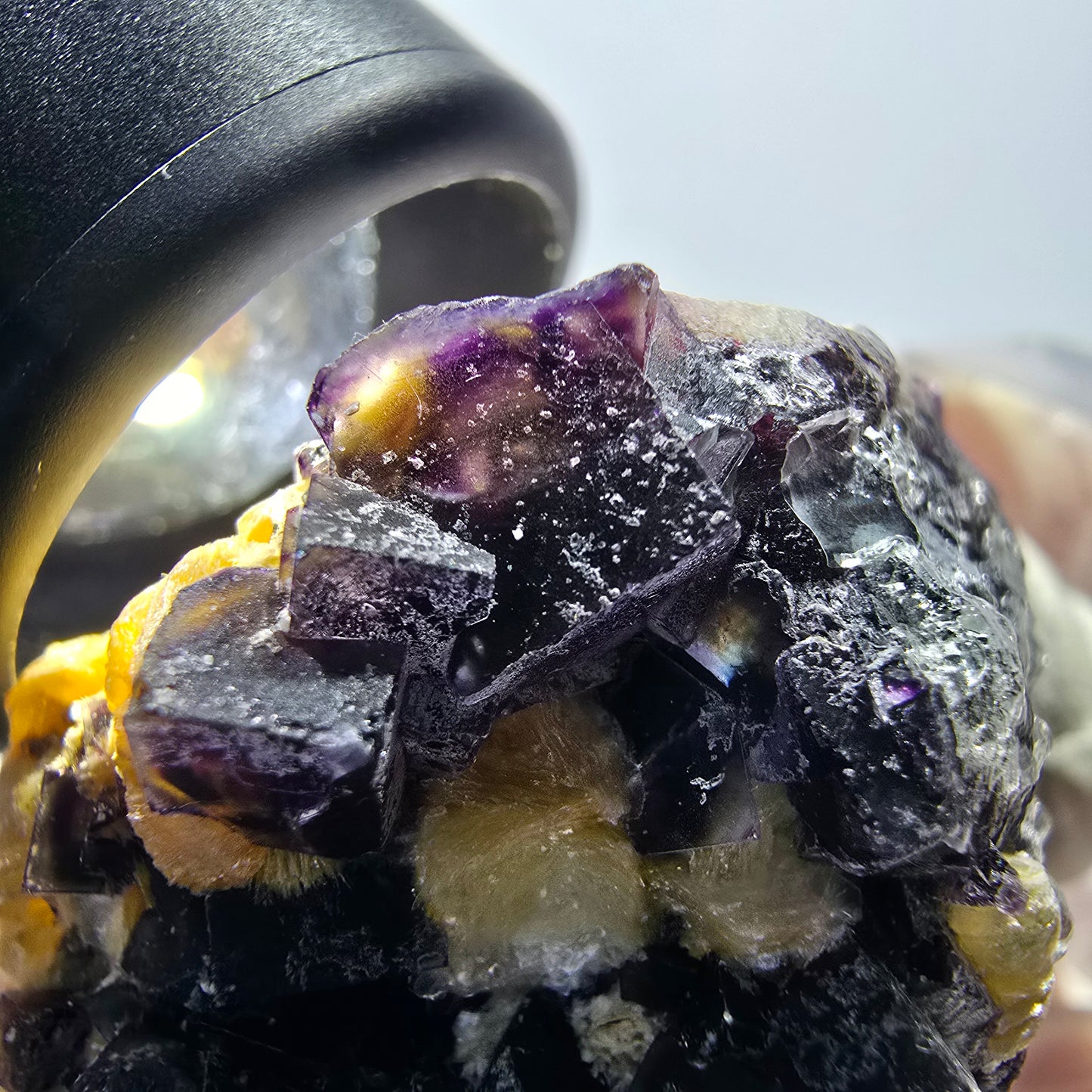 Bunte Phantom Fluorit, Schörl Turmalin, Hyalit Opal, Muskovit Erongo, Namibia 59*39*33mm #13407