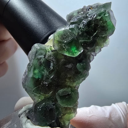 Seltene Phantom Fluorit, hexagonal, Rauchquarz, Muskovit Erongo, Namibia 59*27*13mm #13408