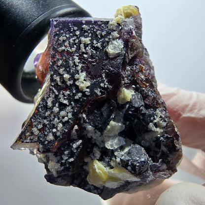 Seltene Phantom Fluorit Würfel, Muskovit Stufe Erongo, Namibia 41*38*31mm #13410