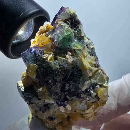 Phantom Fluorit, Schörl Turmalin, Hyalit, Rauchquarz, Muskovit Erongo, Namibia 58*44*28mm #13411