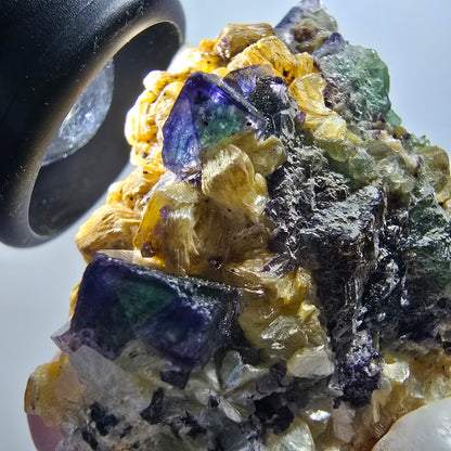 Phantom Fluorit, Schörl Turmalin, Hyalit, Rauchquarz, Muskovit Erongo, Namibia 58*44*28mm #13411