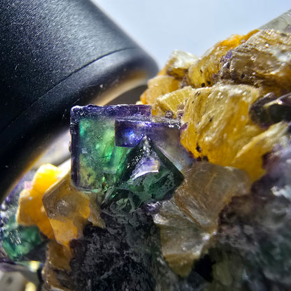 Phantom Fluorit, Schörl Turmalin, Hyalit, Rauchquarz, Muskovit Erongo, Namibia 58*44*28mm #13411