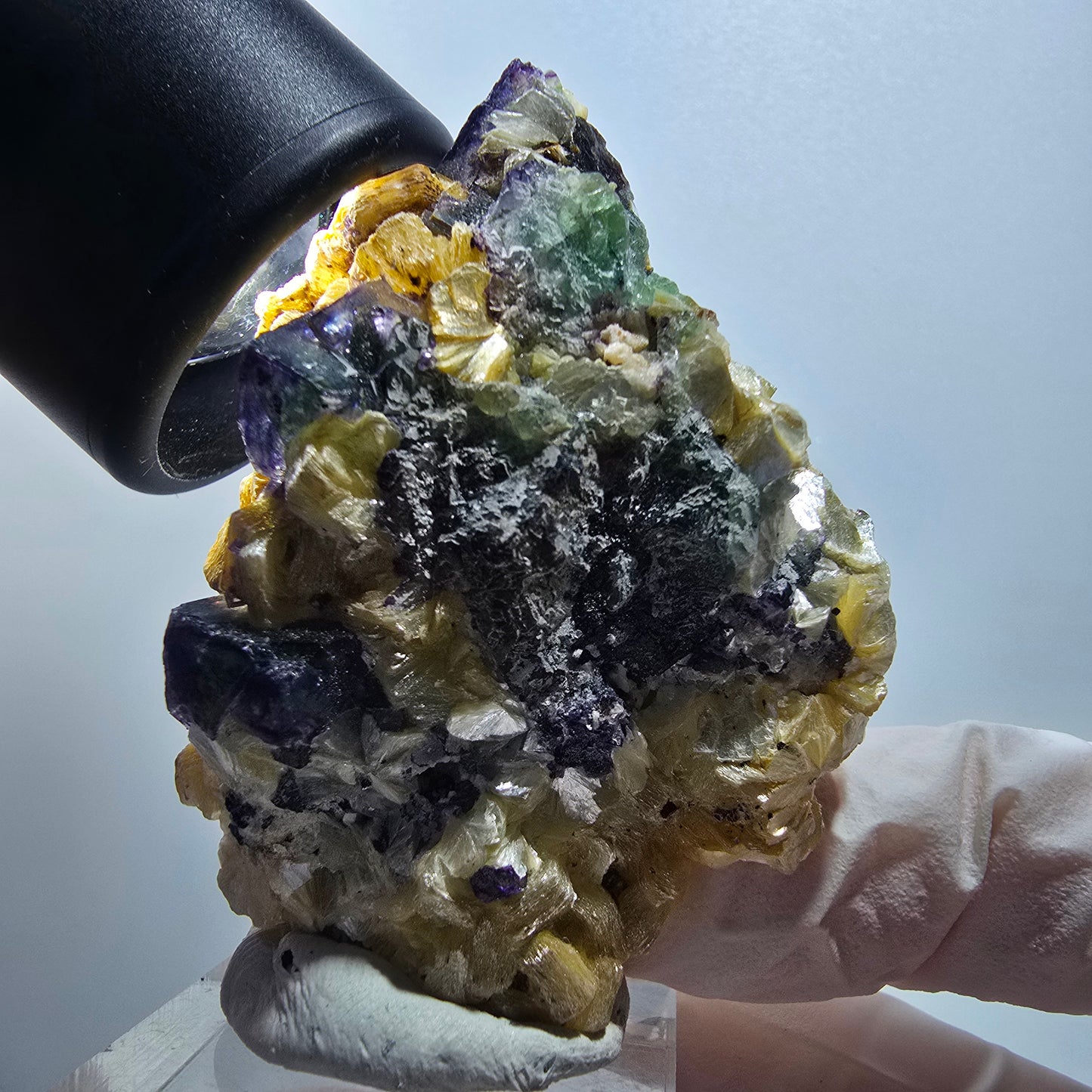 Phantom Fluorit, Schörl Turmalin, Hyalit, Rauchquarz, Muskovit Erongo, Namibia 58*44*28mm #13411