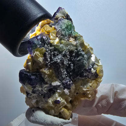 Phantom Fluorit, Schörl Turmalin, Hyalit, Rauchquarz, Muskovit Erongo, Namibia 58*44*28mm #13411
