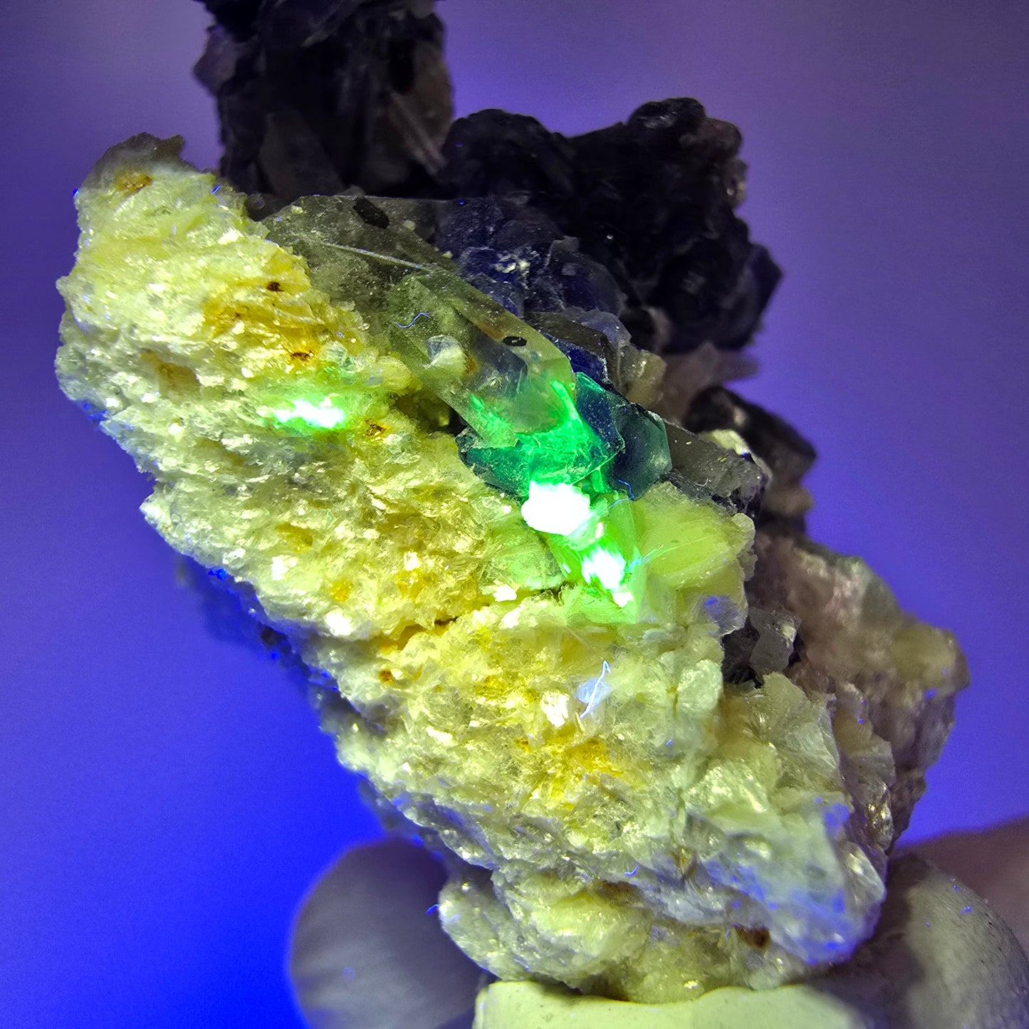 Phantom Fluorit, Schörl Turmalin, Hyalit, Rauchquarz, Muskovit Erongo, Namibia 51*33*33mm #13416