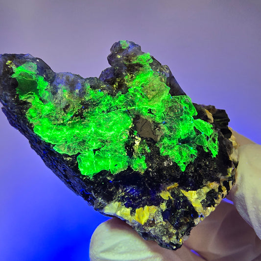 Bunte Phantom Fluorit, Schörl Turmalin, Hyalit Opal, Muskovit Erongo, Namibia 56*37*25mm #13419