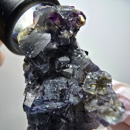 Bunte Phantom Fluorit, Schörl Turmalin, Hyalit Opal, Muskovit Erongo, Namibia 56*37*25mm #13419
