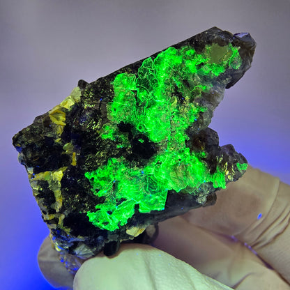 Bunte Phantom Fluorit, Schörl Turmalin, Hyalit Opal, Muskovit Erongo, Namibia 56*37*25mm #13419