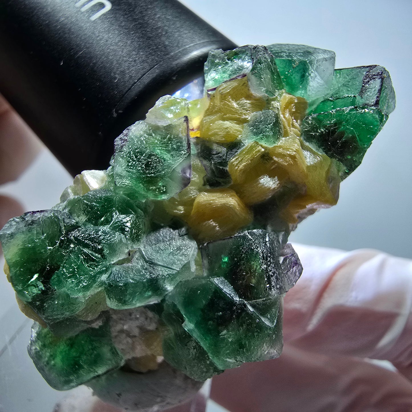 Seltene Phantom Fluorit Würfel, Muskovit Stufe Erongo, Namibia 49*31*24mm #13420