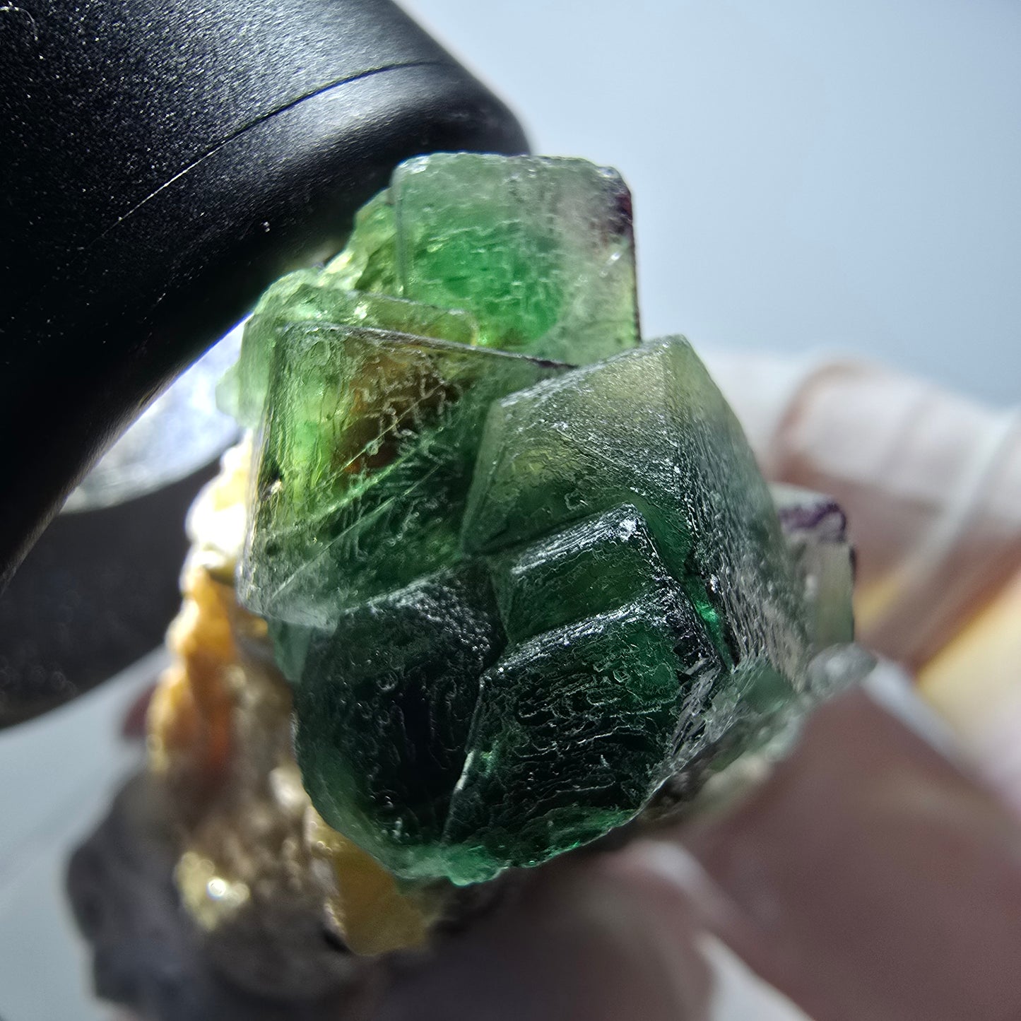 Seltene Phantom Fluorit Würfel, Muskovit Stufe Erongo, Namibia 49*31*24mm #13420