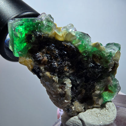 Seltene Phantom Fluorit Würfel, Muskovit Stufe Erongo, Namibia 49*31*24mm #13420