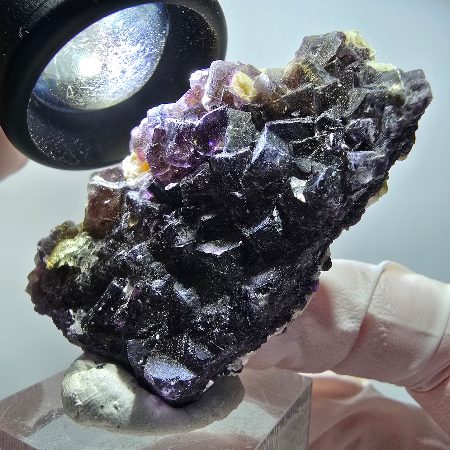 Bunte Phantom Fluorit, Schörl Turmalin, Hyalit Opal, Muskovit Erongo, Namibia 55*33*15mm #13423