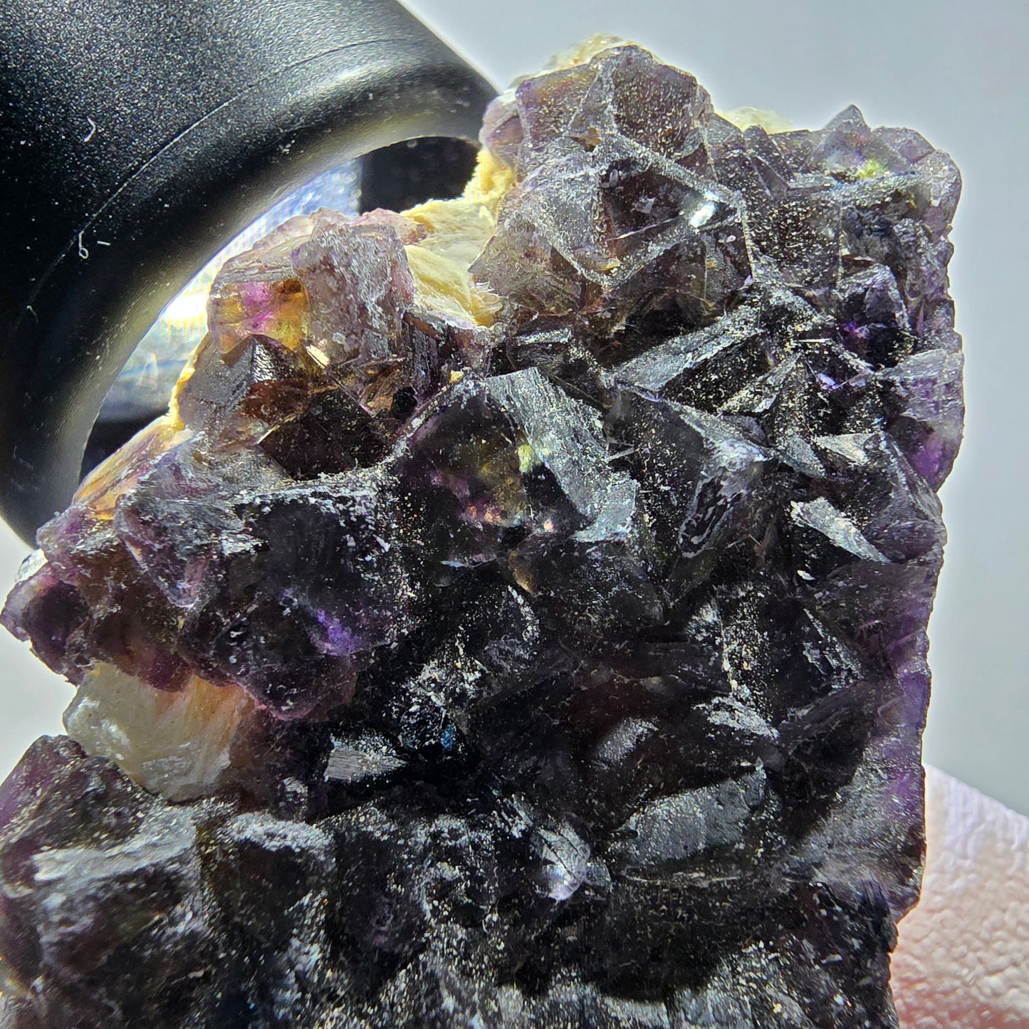 Bunte Phantom Fluorit, Schörl Turmalin, Hyalit Opal, Muskovit Erongo, Namibia 55*33*15mm #13423
