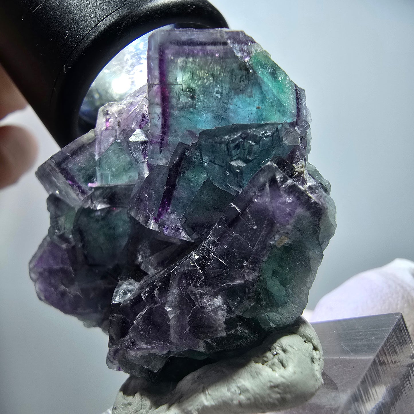 Seltene Phantom Fluorit Würfel Stufe, grün lila Okorusu, Namibia 42*35*18mm #13426