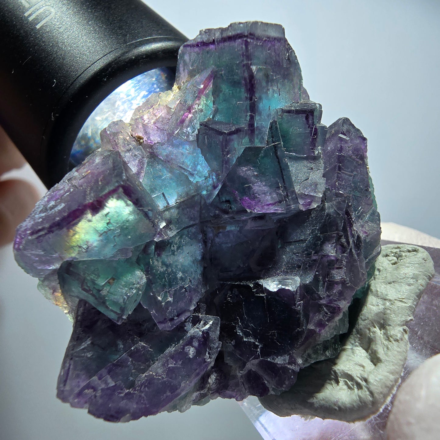 Seltene Phantom Fluorit Würfel Stufe, grün lila Okorusu, Namibia 42*35*18mm #13426