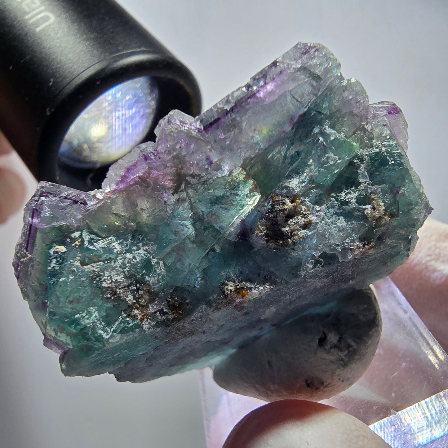 Seltene Phantom Fluorit Würfel Stufe, grün lila Okorusu, Namibia 42*35*18mm #13426