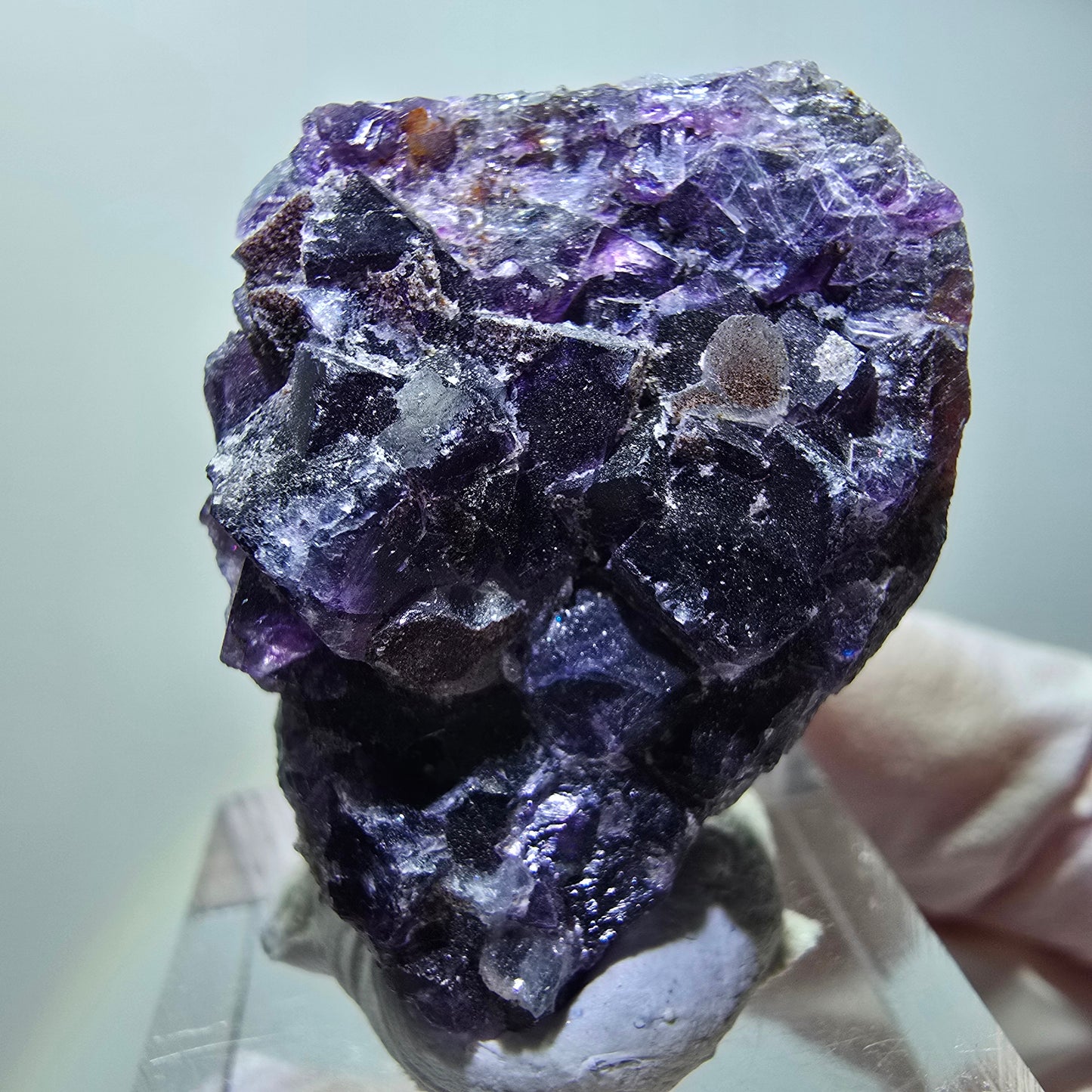 Seltene Phantom Fluorit Würfel Stufe, grün lila Okorusu, Namibia 33*25*12mm #13427