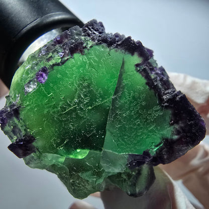 Seltene Phantom Fluorit Würfel Stufe, zonal grün lila Okorusu, Namibia 36*36*34mm #13430