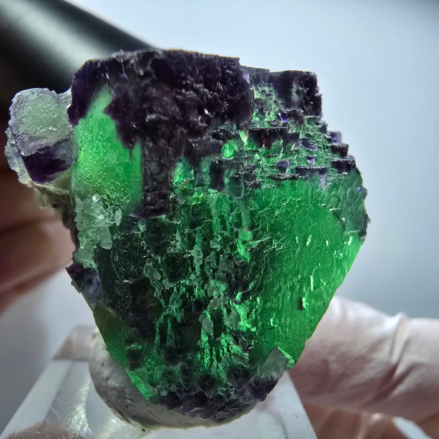 Seltene Phantom Fluorit Würfel Stufe, zonal grün lila Okorusu, Namibia 36*36*34mm #13430
