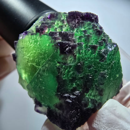 Seltene Phantom Fluorit Würfel Stufe, zonal grün lila Okorusu, Namibia 36*36*34mm #13430