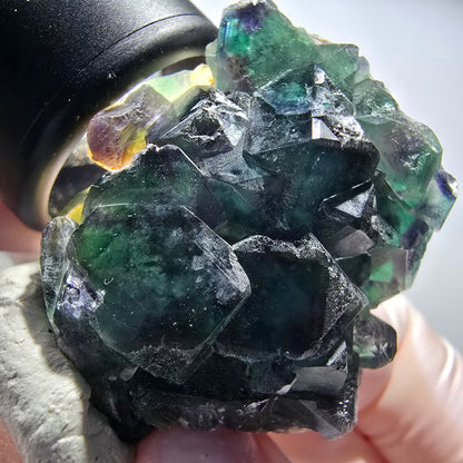 Seltene Phantom Fluorit Würfel Stufe, grün lila Okorusu, Namibia 40*34*19mm #13431
