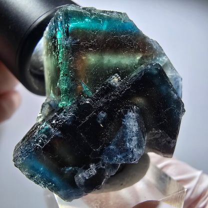 Seltene Phantom Fluorit Würfel Stufe, grün blau braun Okorusu Namibia 43*36*33mm #13432