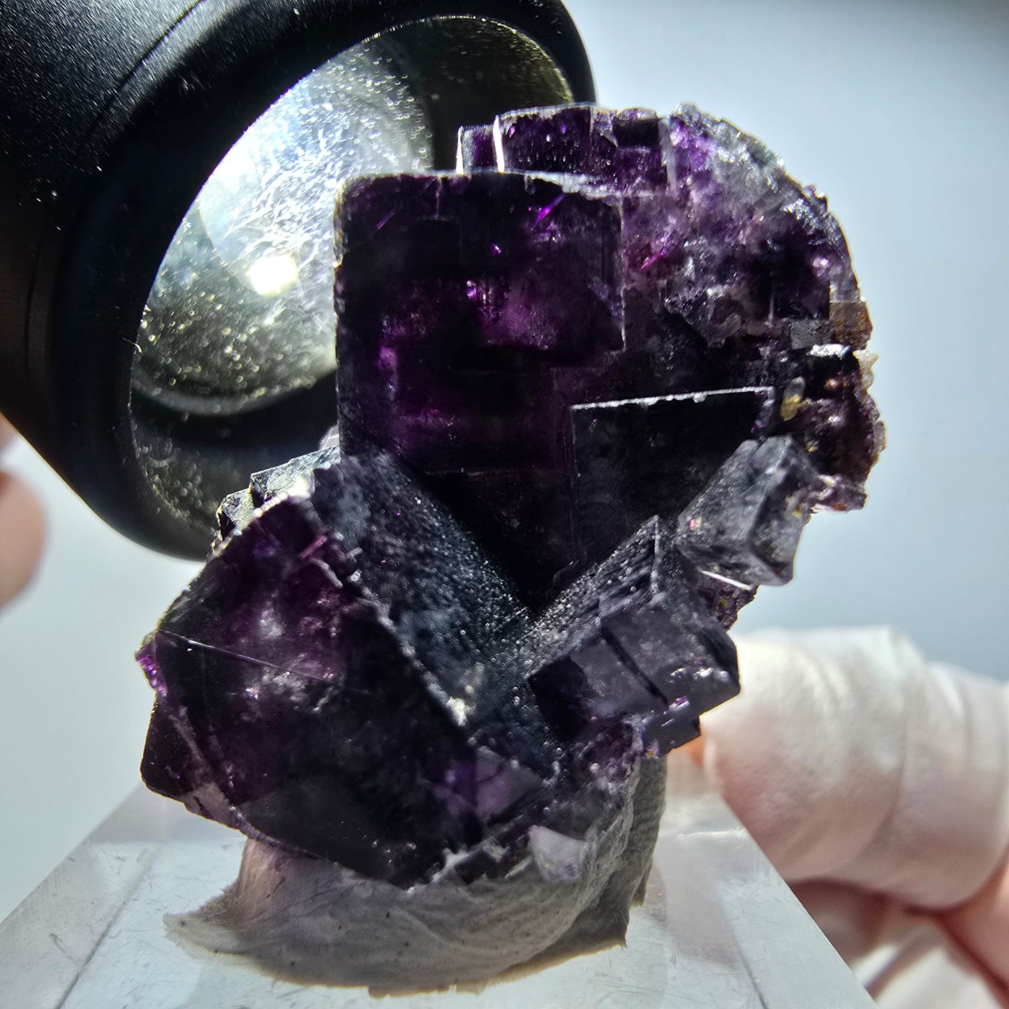 Seltene Phantom Fluorit Würfel Stufe, grün lila Okorusu, Namibia 34*25*17mm #13433