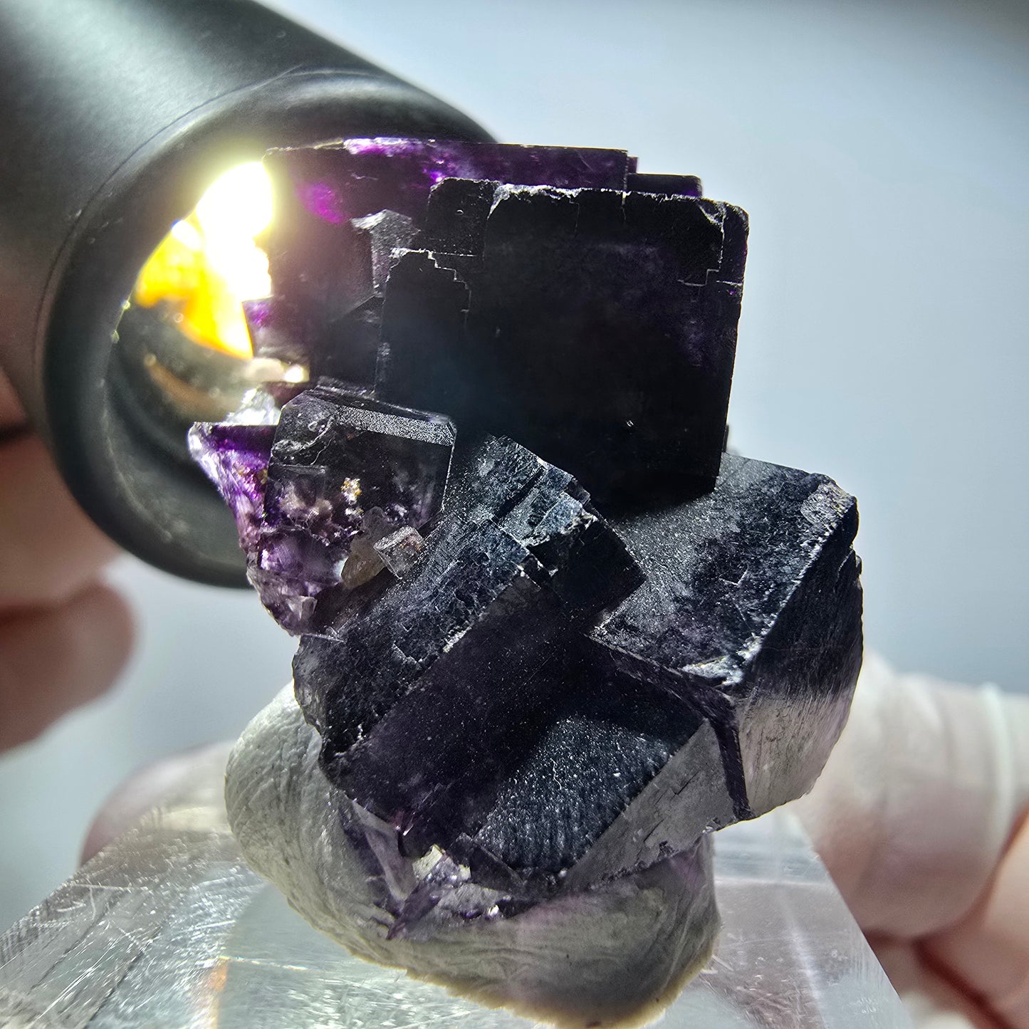 Seltene Phantom Fluorit Würfel Stufe, grün lila Okorusu, Namibia 34*25*17mm #13433
