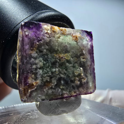 Seltene Phantom Fluorit Würfel, zonal grün lila Okorusu, Namibia 19*17*10mm #13436