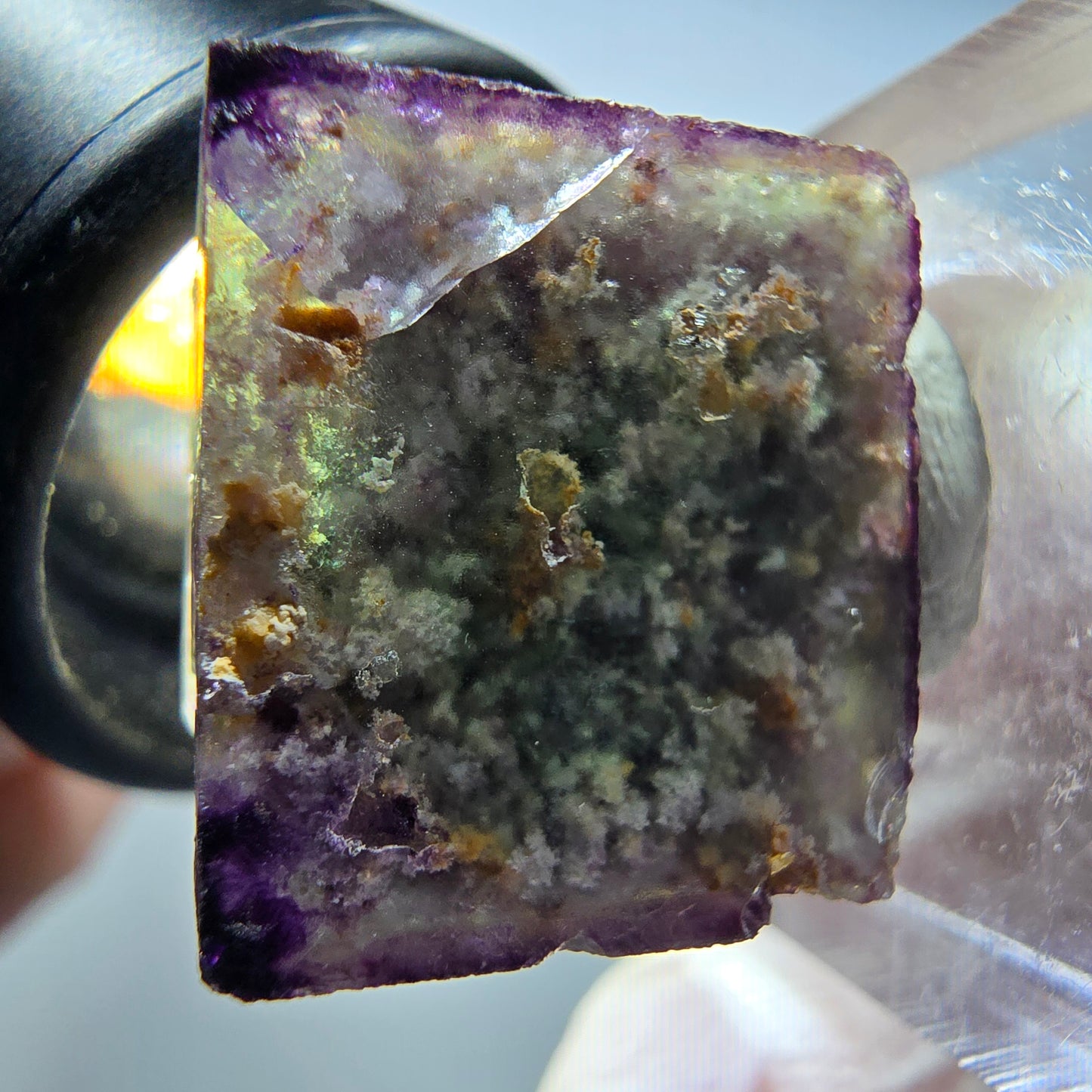Seltene Phantom Fluorit Würfel, zonal grün lila Okorusu, Namibia 19*17*10mm #13436