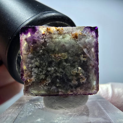 Seltene Phantom Fluorit Würfel, zonal grün lila Okorusu, Namibia 19*17*10mm #13436