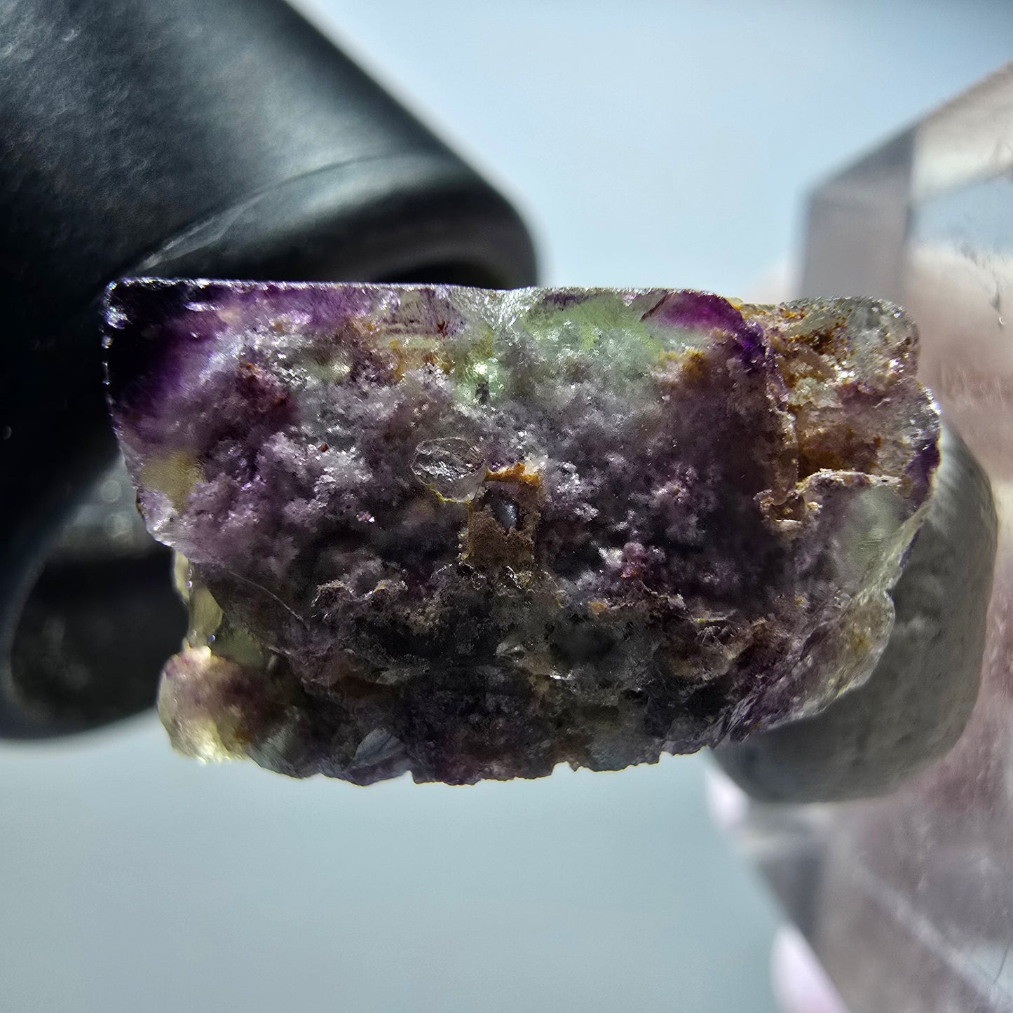 Seltene Phantom Fluorit Würfel, zonal grün lila Okorusu, Namibia 19*17*10mm #13436