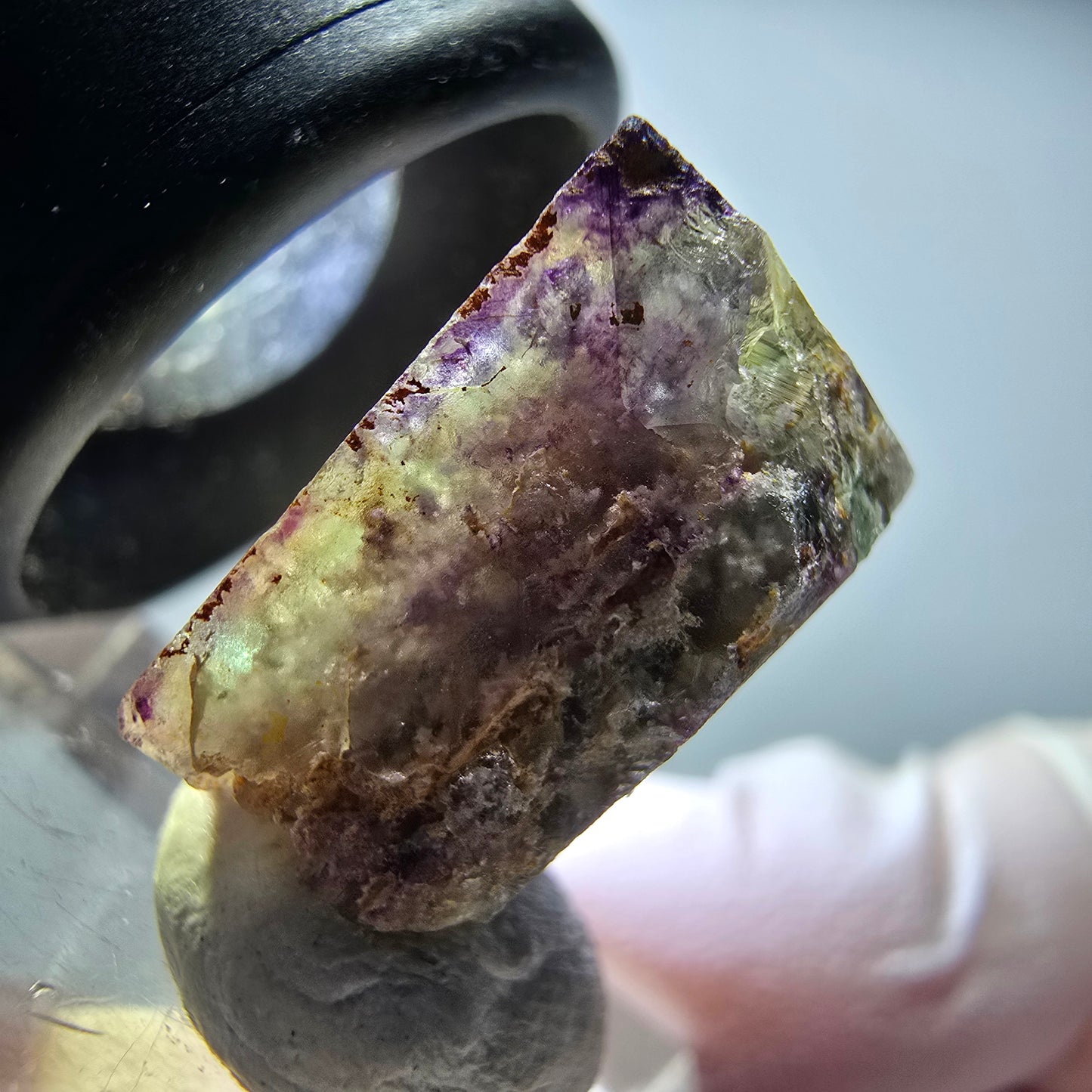 Seltene Phantom Fluorit Würfel, zonal grün lila Okorusu, Namibia 19*17*10mm #13436