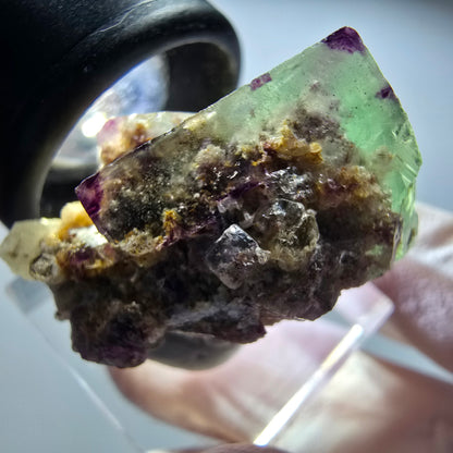 Seltene klare Phantom Fluorit Würfel, Quarz Stufe Okorusu, Namibia 30*22*20mm #13437