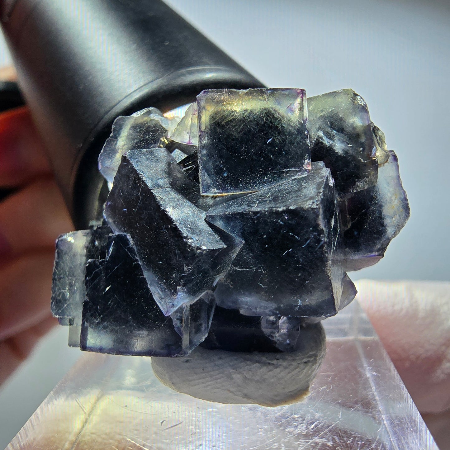 Seltene Phantom Fluorit Würfel Stufe, grün lila Okorusu, Namibia 30*22*19mm #13438