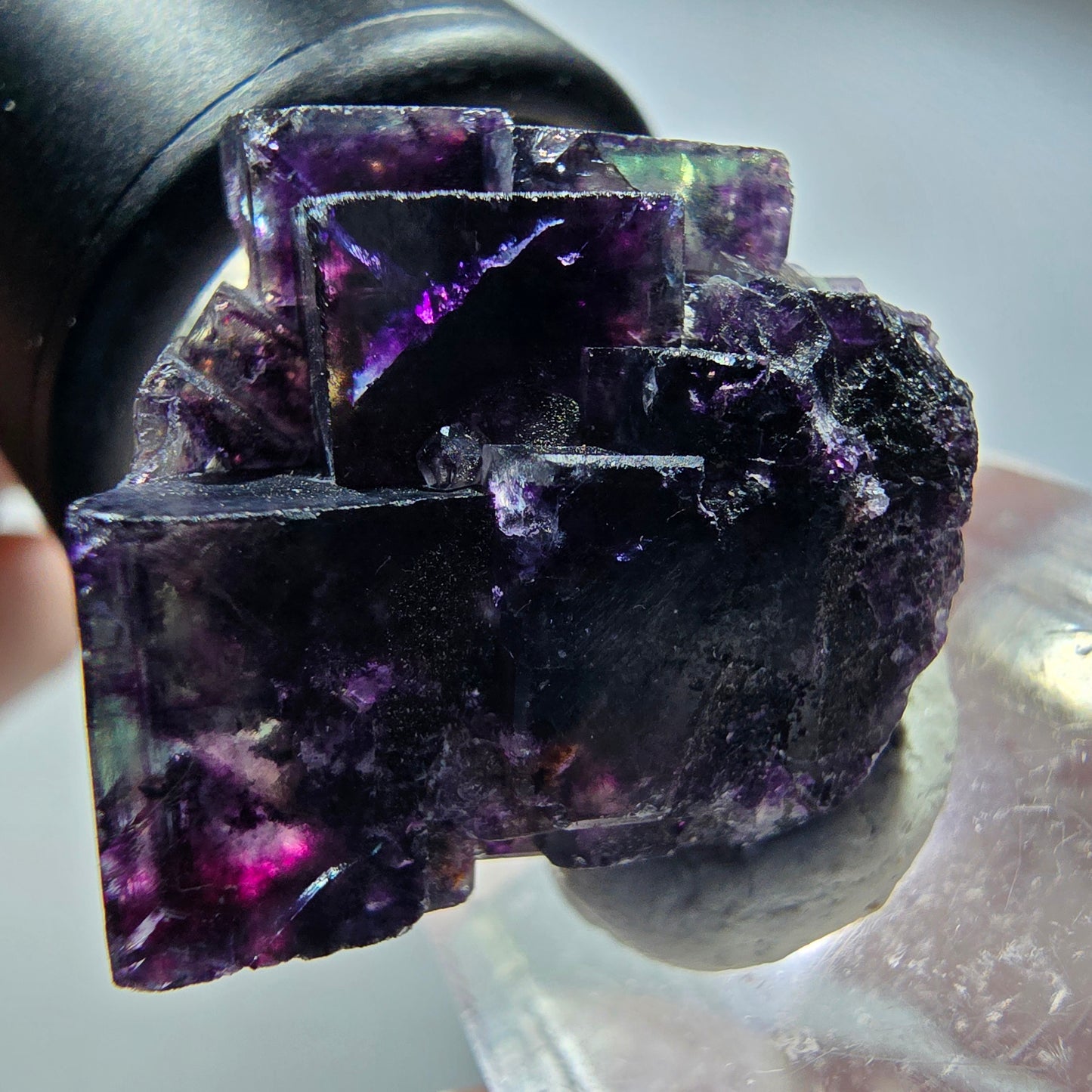Seltene Phantom Fluorit Würfel Stufe, grün lila Okorusu, Namibia 23*21*16mm #13439